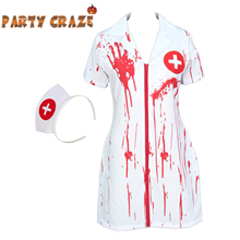 Bloody bride costume woman's halloween white costumes for party cosplay dress